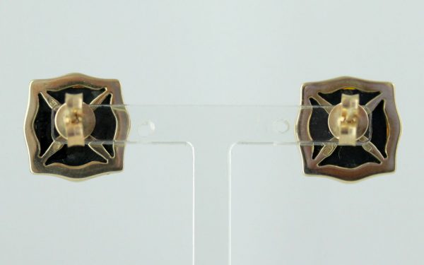 Italian Handmade German Green Baltic Amber Studs In 9ct Gold GS0086G RRP £275!!!