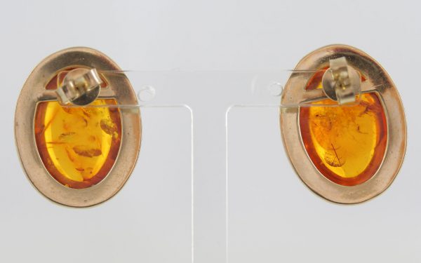 ITALIAN MADE GERMAN AMBER LARGE STUD EARRINGS IN 9ct solid GOLD GS0019 RRP£475!!!