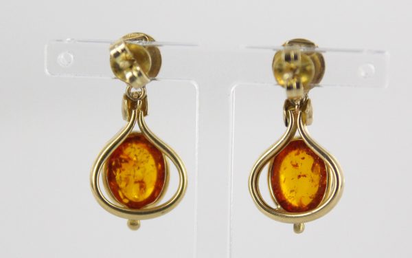 Italian Made German Baltic Amber Drop Earrings in 9ct Solid Gold GE0111 RRP£295!!!