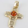 Italian Handmade Baltic Amber 9ct solid Gold Cross Pendant, Amazing Detailing -GP0087 RRP£275!!!