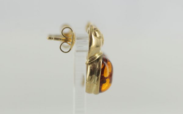 Italian Made "LOVE" German Amber Stud Earrings In 9 Ct Solid Gold GS0068 RRP £295!!!