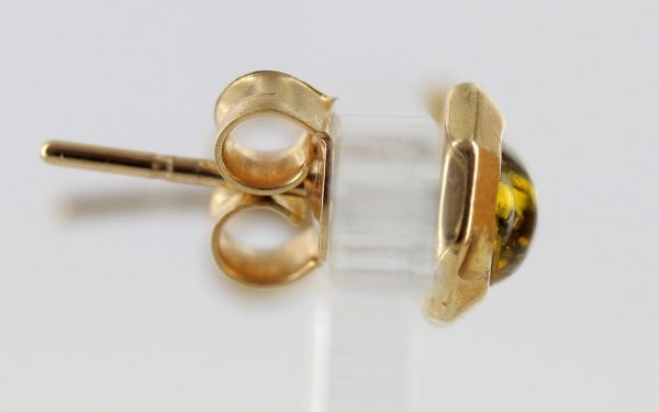 Italian Made German Green Baltic Amber Studs In 9ct Gold GS0134G RRP £125!!!