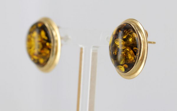 Italian Made Large German Green Baltic Amber Studs 9ct Gold GS0133G RRP £295!!!