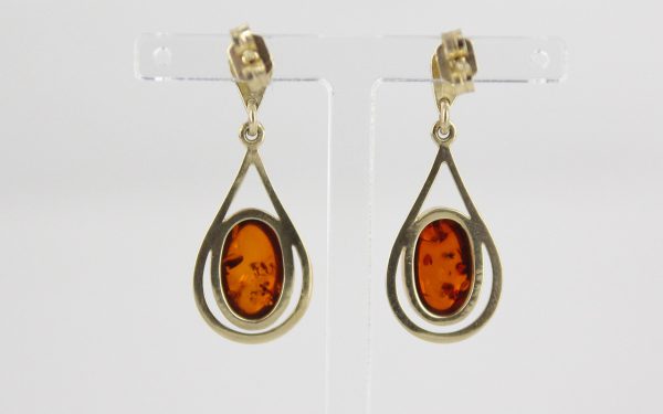Italian Made Unique German Baltic Amber Drop Earrings in 9ct Solid Gold GE0115 RRP250!!!