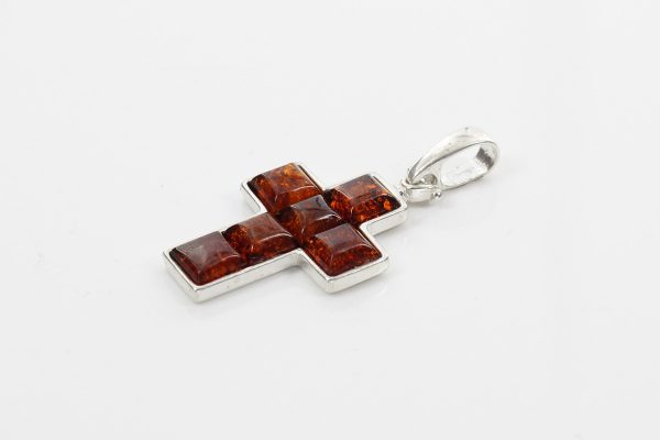 CROSS PENDANT HANDMADE GERMAN BALTIC Amber IN 925 SILVER PD110 RRP£65!!