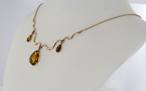 Italian Made Green German Baltic Amber Necklace 9ct solid Gold- GN0010G/A RRP£695!!!