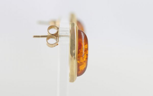 Italian Made Unique German Baltic Amber 9ct solid Gold Stud Earrings GS0044 RRP£225!!!