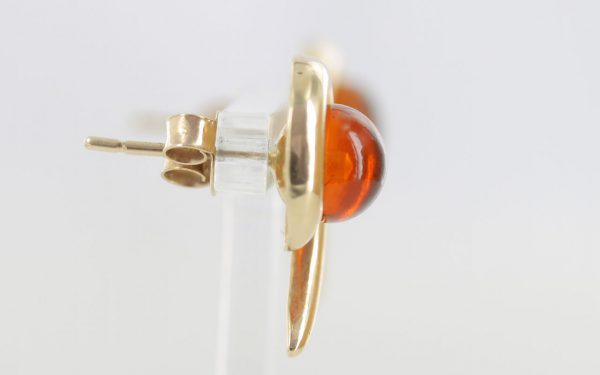 ITALIAN MADE UNIQUE GERMAN BALTIC AMBER STUD EARRINGS IN 9CT Solid GOLD GS0047 RRP£250!!!