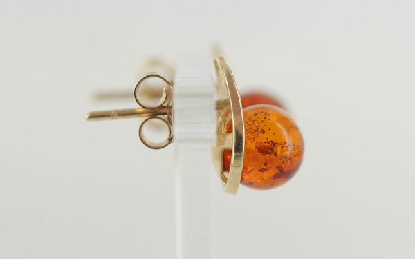 Italian Made Unique German Baltic Amber Stud Earrings In 9ct Solid Gold GS0053 RRP£175!!!