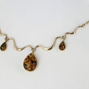 Italian Made Green German Baltic Amber Necklace in 9ct solid Italian Gold- GN0010G RRP£695!!!