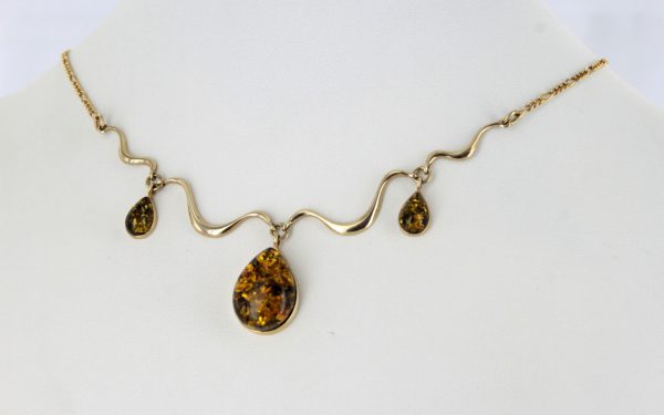 Italian Made Green German Baltic Amber Necklace in 9ct solid Italian Gold- GN0010G RRP£695!!!