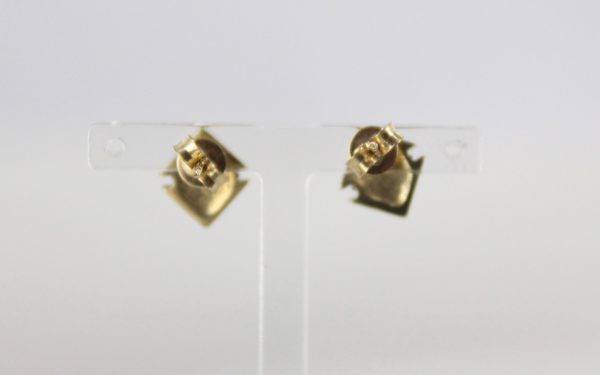 Italian Made Unique German Baltic Amber Stud Earrings 9ct Solid Gold GS0076 RRP£175!!!