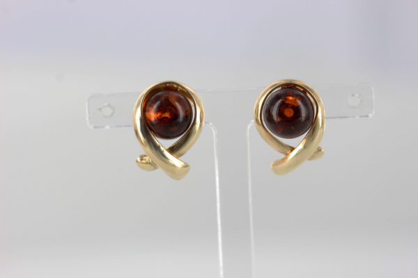 Italian Made Unique German Baltic Amber "Kiss" Studs In 9ct Gold GS0129 RRP£195!!!