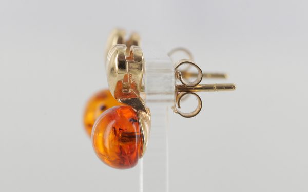 Italian Made Heart Shaped LOVE Baltic Amber Studs In 9ct Solid Gold GS0128 RRP£145!!!