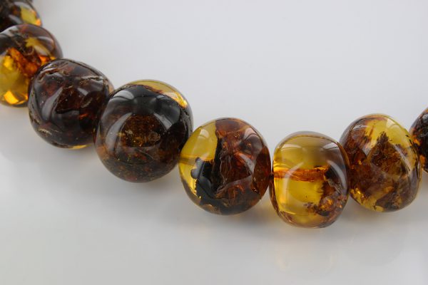 German Baltic Amber Natural Unique Bead Necklace with organic inclusions Handmade A301 RRP£3950!!!