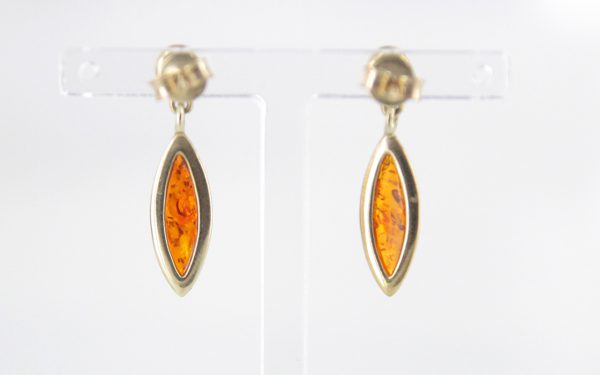 Italian Made Unique German Baltic Amber in 9ct Gold Drop Earrings GE0091 RRP£195!!!