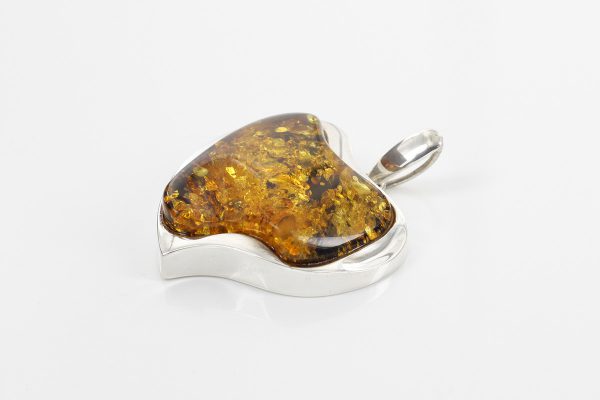 Heart Pendant Handmade German Baltic Amber in 925 Silver PD092 – RRP£225!!!