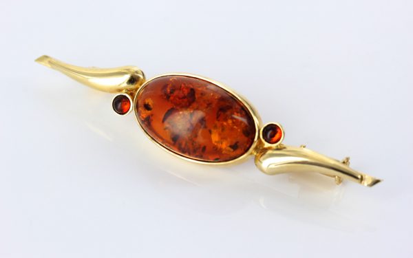 Italian Handmade Elegant German Baltic Amber Brooch in 18ct Gold GB0029 RRP£1000!!!