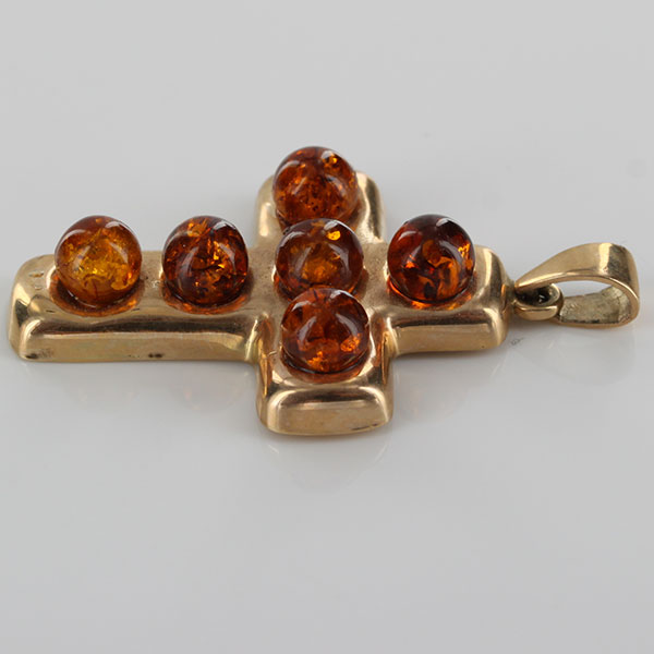 Italian Made Cross Pendant German Baltic Amber in 9ct Gold - GP0198 RRP£375!!