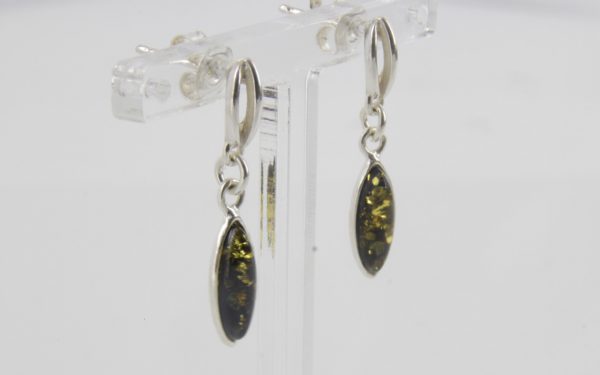 Italian Made Elegant German Green Baltic Amber 925 Silver Earrings E0095 RRP£25!!!