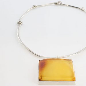 Butterscotch Handmade Amber Necklace German Baltic Amber 925 Silver-N129 RRP£499!!!
