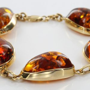 ITALIAN HANDMADE GERMAN BALTIC AMBER BRACELET IN 14CT solid GOLD GBR110-RRP£2500!!!