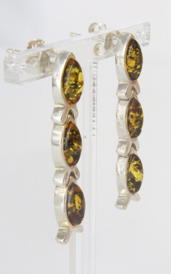 Italian Style Elegant German Baltic Amber 925 Silver Earrings E0123 RRP£60!!!
