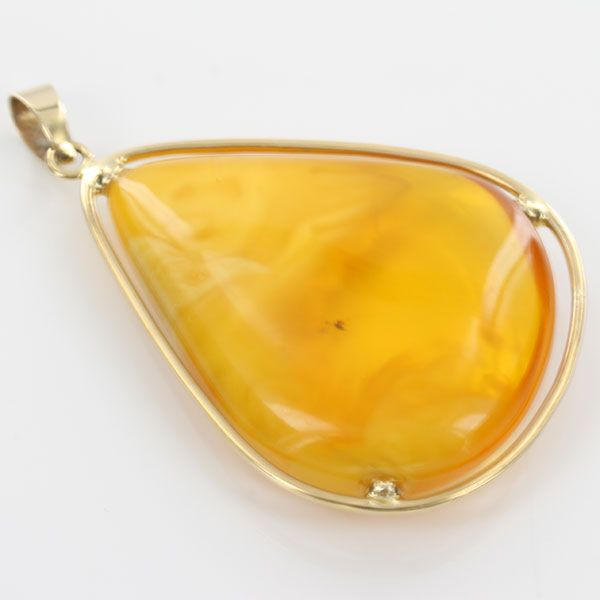 German Butterscotch Baltic Amber Pendant in 9ct Italian Gold-GP0275Y RRP£1495!!!