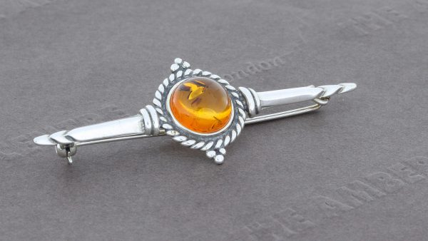 Amber Brooch German Baltic Amber 925 silver unique handmade - BD0114 RRP£40!!!