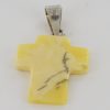 MILKY BUTTERSCOTCH BALTIC AMBER,925 SILVER LOOP,CROSS PENDANT-PE0121 RRP£40!!!