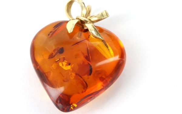 Italian Hanmade Unique 18ct solid Gold German Amber Heart Shaped LOVE Pendant GP0993 RRP£425!!!