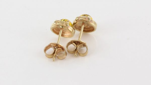 Italian Made German Green Baltic Amber Studs In 9ct solid Gold GS0031G RRP £125!!!