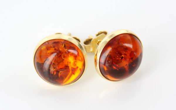Italian Hand Made German Genuine Baltic Amber 18ct solid Gold Studs GS0993 RRP£575!!!