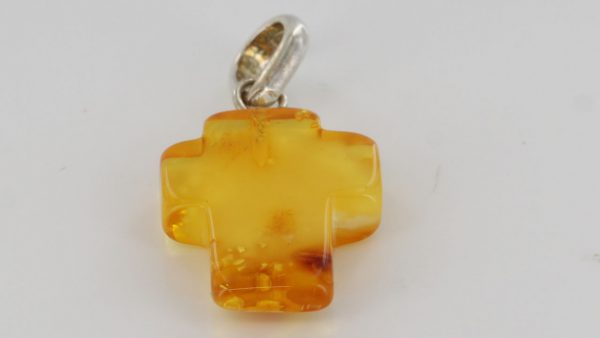 GERMAN HANDMADE UNIQUE Honey BALTIC AMBER CROSS PENDANT PE0127 RRP£50!!!