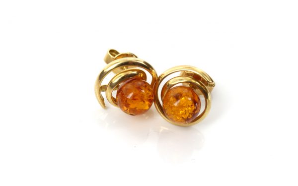 Italian Hand Made German Genuine Baltic Amber 18ct solid Gold Studs GS0996 RRP£520!!!