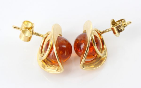 Italian Hand Made German Genuine Baltic Amber 18ct Gold Studs GS0992 RRP£895!!!