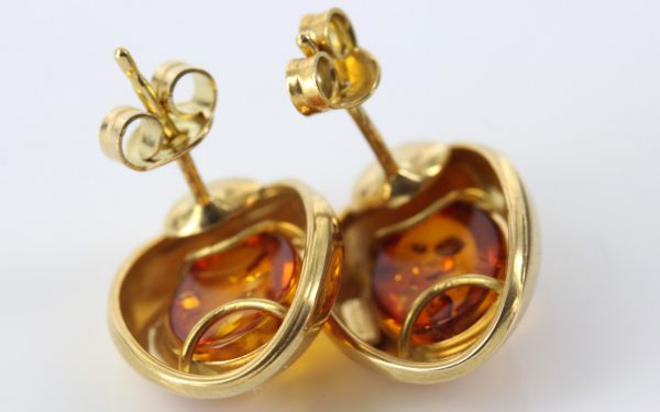 Italian Made Genuine German Baltic Amber 18ct Gold Studs GS0998 RRP£800!!!