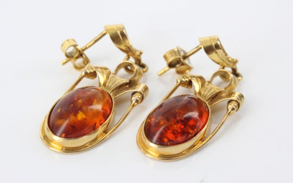 Italian Made Genuine Baltic Amber 18ct Gold Earrings GE0143 RRP£950!!!