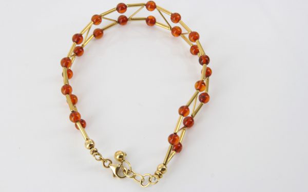 ITALIAN MADE UNIQUE GERMAN BALTIC AMBER BRACELET IN 18CT solid GOLD -GBR102 RRP£1450!!!