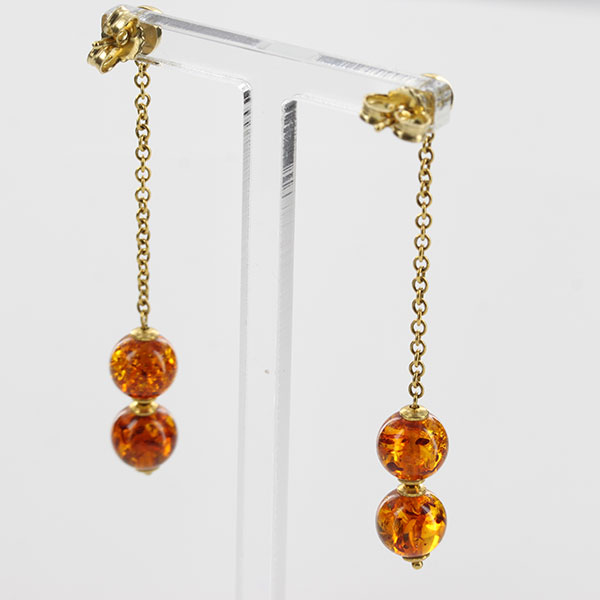 Italian Made Unique German Baltic Amber in solid 14ct Gold Drop Earrings GE0389 RRP£395!!!