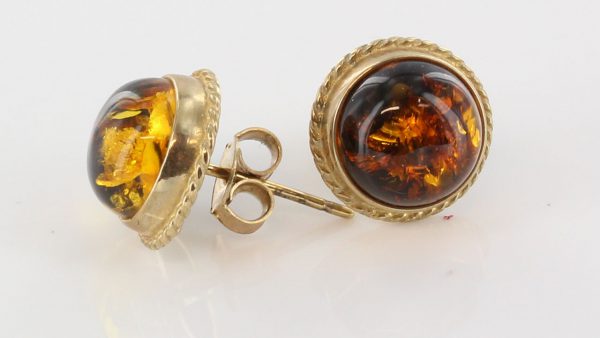 Italian Made Large German Green Baltic Amber Studs 9ct Gold GS0146G RRP £245!!!