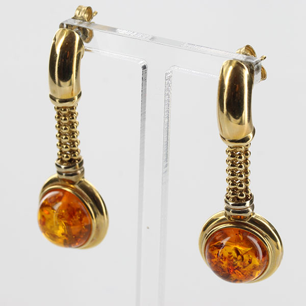 Italian Made Unique German Baltic Amber in 14ct Gold Drop Earrings GE0375 RRP£1000!!!