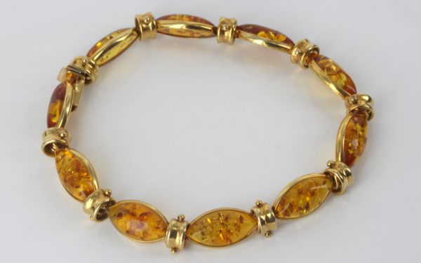 ITALIAN HANDMADE UNIQUE GERMAN BALTIC AMBER BRACELET IN 18CT solid GOLD -GBR106 RRP£2500!!!