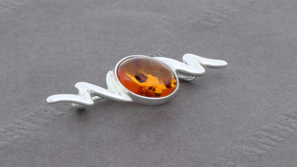 Amber Brooch German Baltic Amber 925 silver unique handmade - BD0112 RRP£35!!!