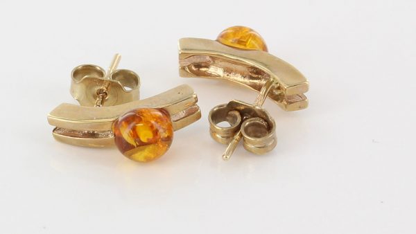 Italian Made Unique German Baltic Amber Set In 9ct Gold Studs GS0084 RRP£175!!!