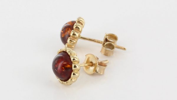 Italian Made Unique German Baltic Amber Studs In 9ct Solid Gold GS0040 RRP£175!!!