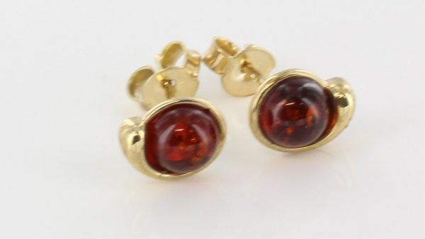 Italian Made German Baltic Amber Stud Earrings In 9ct solid Gold GS0072 RRP£145!!!