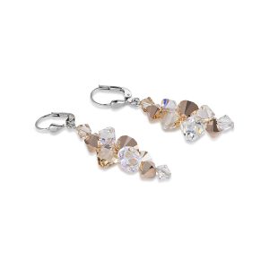 German Coeur de Lion Rose Handmade Gold Plated Crystal Earrings-4488 RRP£95!!!