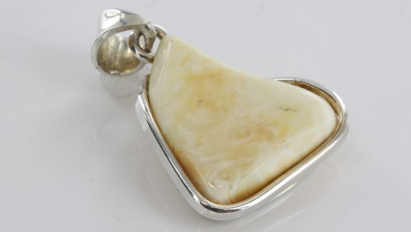 Butterscotch MILKY German BALTIC AMBER PENDANT 925 SILVER- PE0103 RRP£150!!