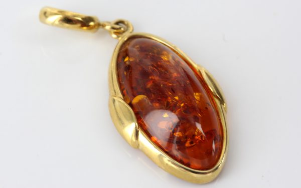 Italian Made Handcrafted 18ct Gold Pendant with German Amber GP0988 RRP£525!!!